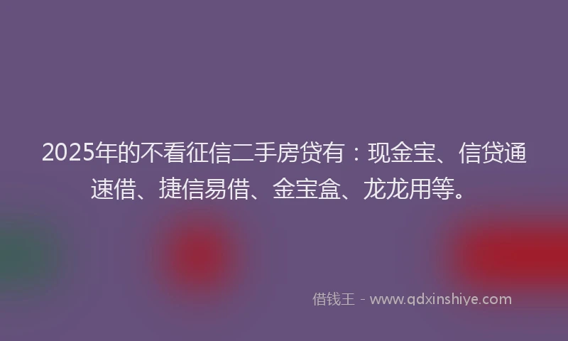 2025年的不看征信二手房贷有：现金宝、信贷通速借、捷信易借、金宝盒、龙龙用等。
