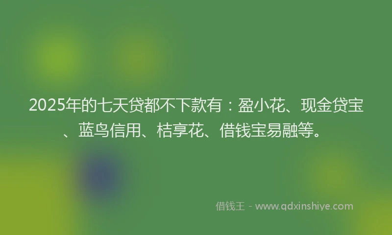 2025年的七天贷都不下款有：盈小花、现金贷宝、蓝鸟信用、桔享花、借钱宝易融等。