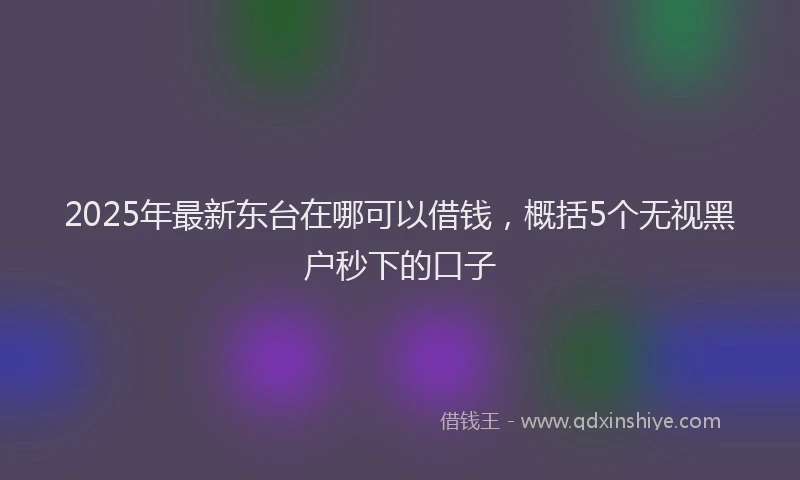 2025年最新东台在哪可以借钱，概括5个无视黑户秒下的口子