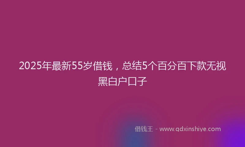 2025年最新55岁借钱，总结5个百分百下款无视黑白户口子