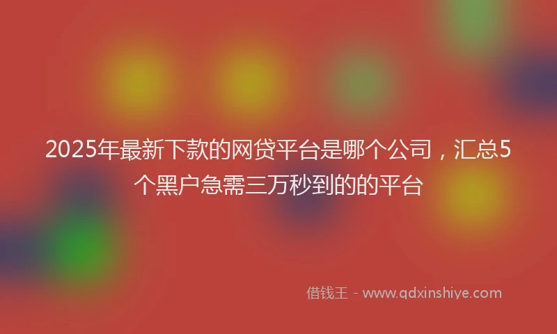 2025年最新下款的网贷平台是哪个公司，汇总5个黑户急需三万秒到的的平台