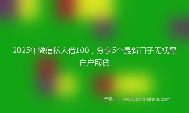 2025年微信私人借100，分享5个最新口子无视黑白户网贷