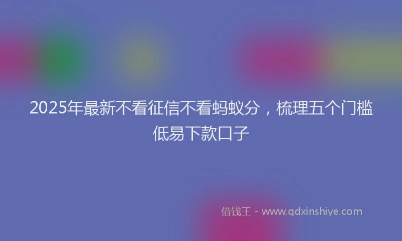 2025年最新不看征信不看蚂蚁分，梳理五个门槛低易下款口子