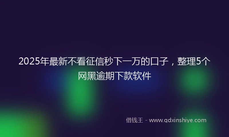 2025年最新不看征信秒下一万的口子，整理5个网黑逾期下款软件