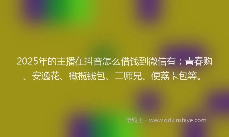 2025年的主播在抖音怎么借钱到微信有：青春购、安逸花、橄榄钱包、二师兄、便荔卡包等。