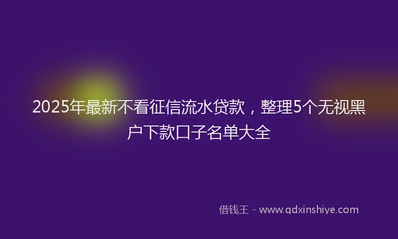 2025年最新不看征信流水贷款，整理5个无视黑户下款口子名单大全