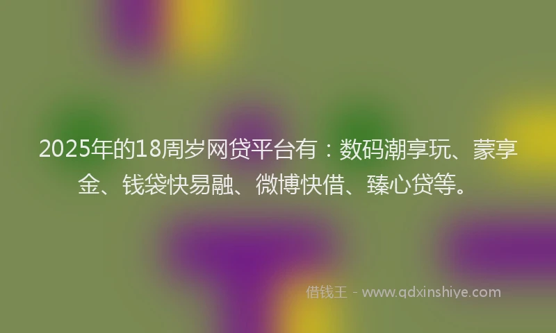 2025年的18周岁网贷平台有：数码潮享玩、蒙享金、钱袋快易融、微博快借、臻心贷等。