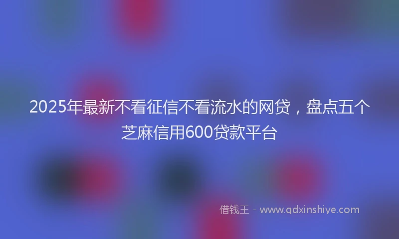2025年最新不看征信不看流水的网贷，盘点五个芝麻信用600贷款平台