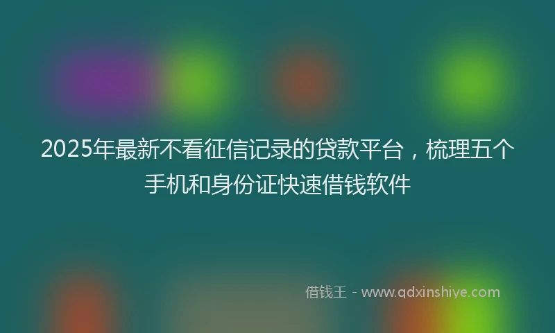 2025年最新不看征信记录的贷款平台，梳理五个手机和身份证快速借钱软件