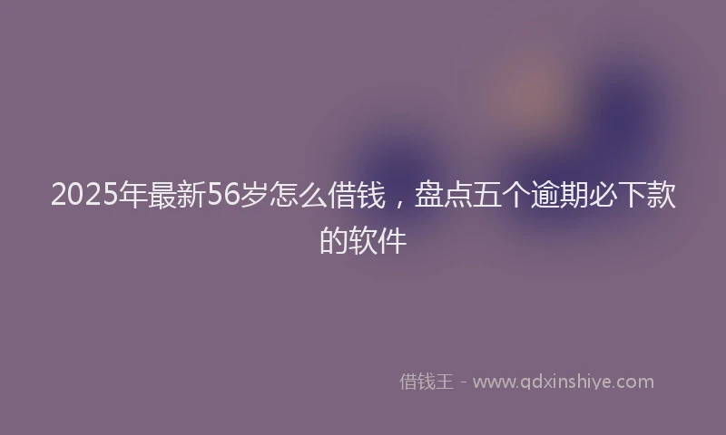 2025年最新56岁怎么借钱，盘点五个逾期必下款的软件