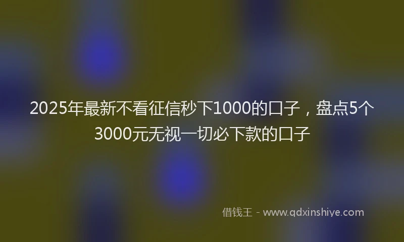 2025年最新不看征信秒下1000的口子，盘点5个3000元无视一切必下款的口子