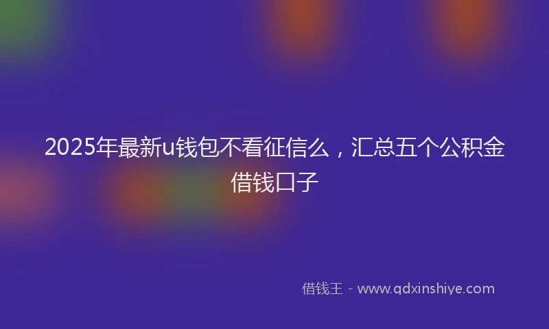 2025年最新u钱包不看征信么，汇总五个公积金借钱口子