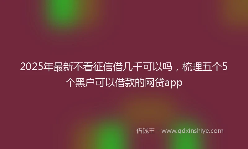 2025年最新不看征信借几千可以吗，梳理五个5个黑户可以借款的网贷app