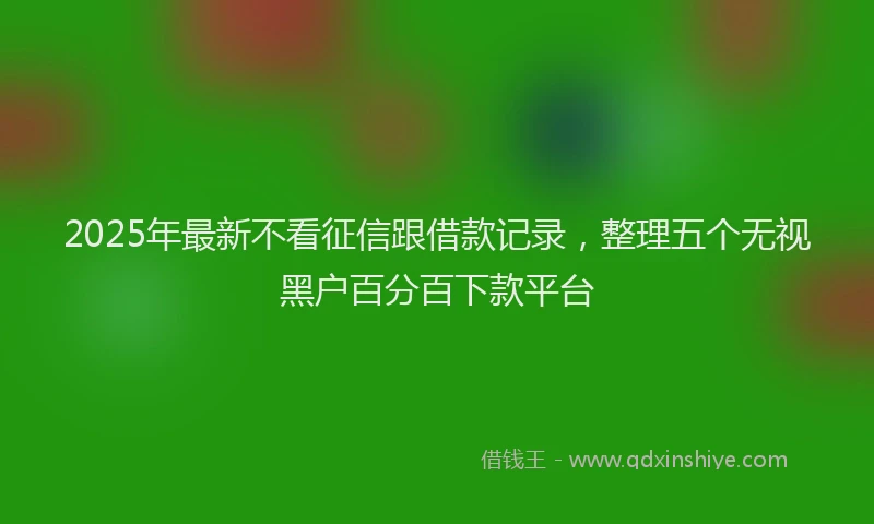 2025年最新不看征信跟借款记录，整理五个无视黑户百分百下款平台