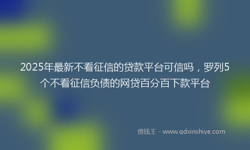 2025年最新不看征信的贷款平台可信吗，罗列5个不看征信负债的网贷百分百下款平台
