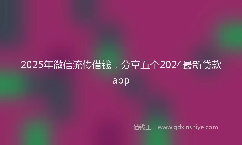 2025年微信流传借钱，分享五个2024最新贷款app