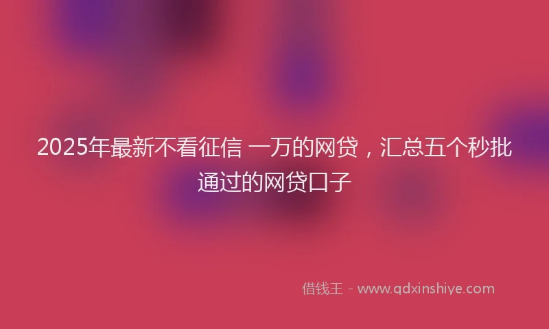 2025年最新不看征信 一万的网贷，汇总五个秒批通过的网贷口子