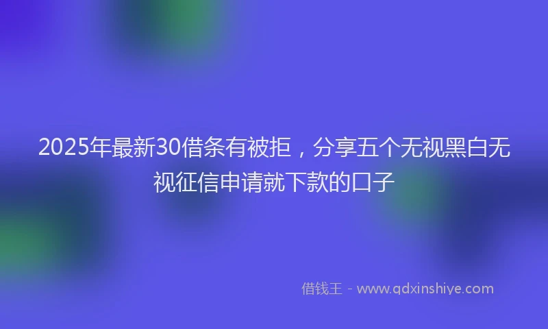 2025年最新30借条有被拒，分享五个无视黑白无视征信申请就下款的口子