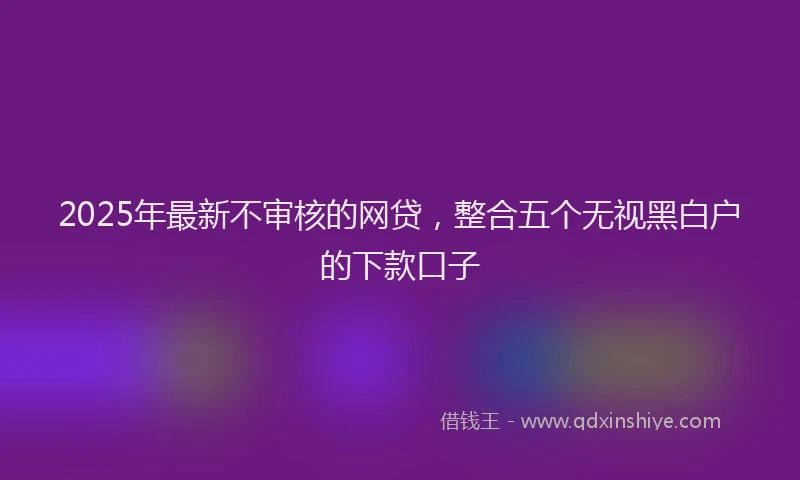 2025年最新不审核的网贷，整合五个无视黑白户的下款口子