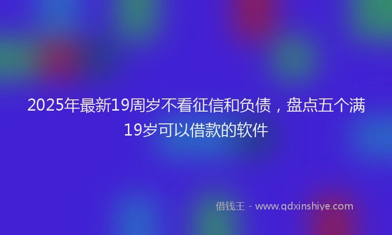 2025年最新19周岁不看征信和负债，盘点五个满19岁可以借款的软件