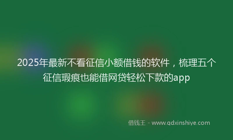 2025年最新不看征信小额借钱的软件，梳理五个征信瑕疵也能借网贷轻松下款的app