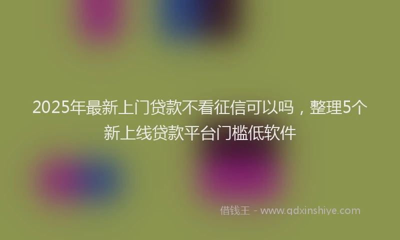 2025年最新上门贷款不看征信可以吗，整理5个新上线贷款平台门槛低软件