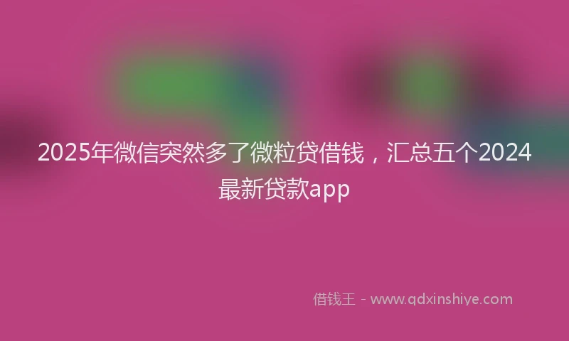 2025年微信突然多了微粒贷借钱，汇总五个2024最新贷款app