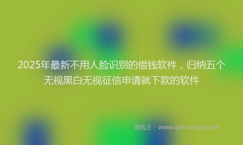2025年最新不用人脸识别的借钱软件，归纳五个无视黑白无视征信申请就下款的软件