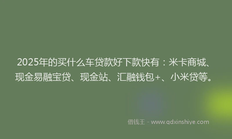 2025年的买什么车贷款好下款快有：米卡商城、现金易融宝贷、现金站、汇融钱包+、小米贷等。