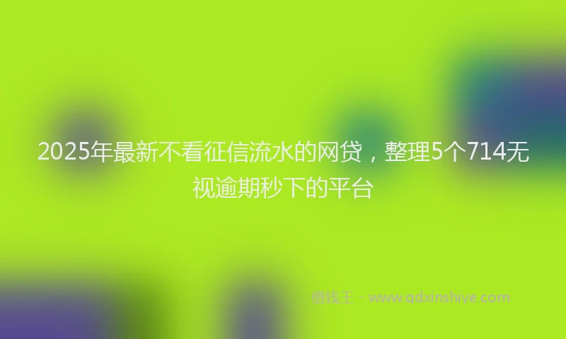 2025年最新不看征信流水的网贷，整理5个714无视逾期秒下的平台