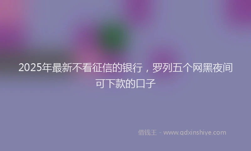 2025年最新不看征信的银行，罗列五个网黑夜间可下款的口子