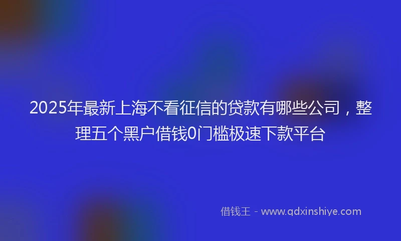2025年最新上海不看征信的贷款有哪些公司，整理五个黑户借钱0门槛极速下款平台