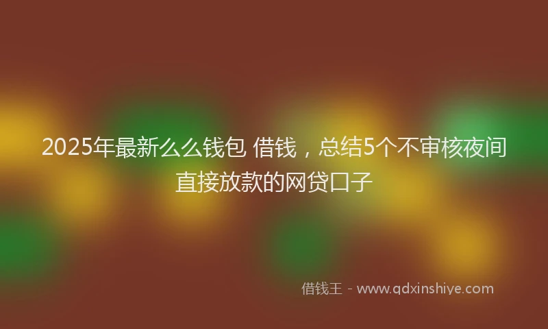 2025年最新么么钱包 借钱，总结5个不审核夜间直接放款的网贷口子