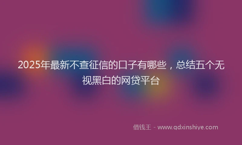 2025年最新不查征信的口子有哪些，总结五个无视黑白的网贷平台