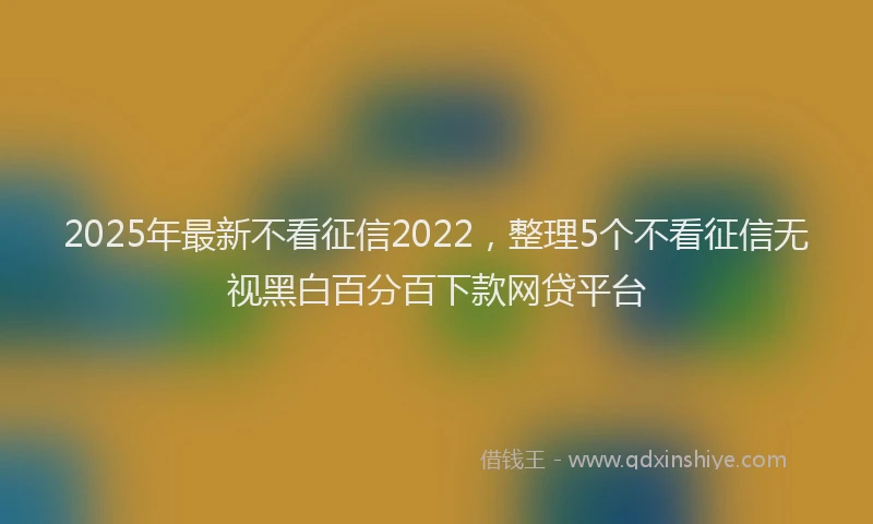 2025年最新不看征信2022，整理5个不看征信无视黑白百分百下款网贷平台