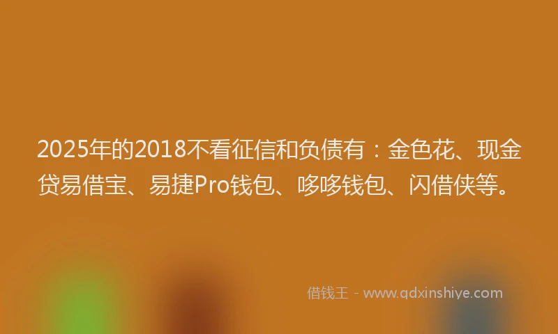 2025年的2018不看征信和负债有：金色花、现金贷易借宝、易捷Pro钱包、哆哆钱包、闪借侠等。