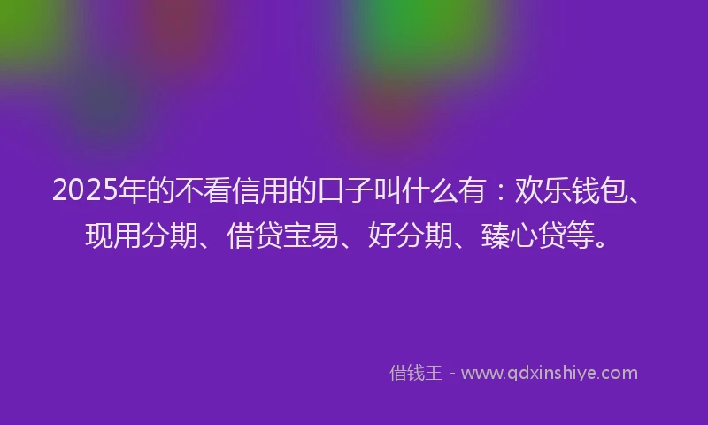 2025年的不看信用的口子叫什么有：欢乐钱包、现用分期、借贷宝易、好分期、臻心贷等。