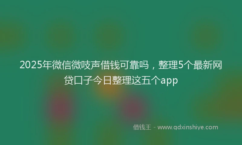 2025年微信微吱声借钱可靠吗，整理5个最新网贷口子今日整理这五个app