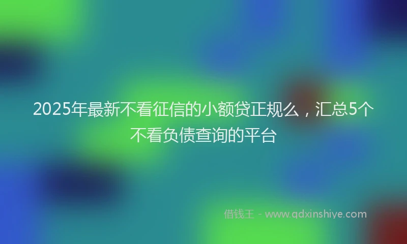 2025年最新不看征信的小额贷正规么，汇总5个不看负债查询的平台