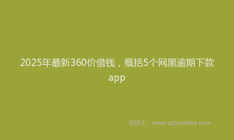 2025年最新360价借钱，概括5个网黑逾期下款app