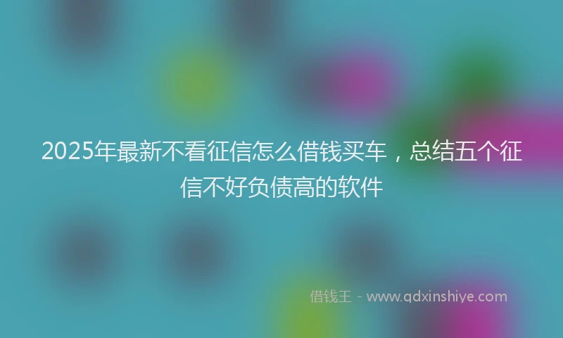 2025年最新不看征信怎么借钱买车，总结五个征信不好负债高的软件