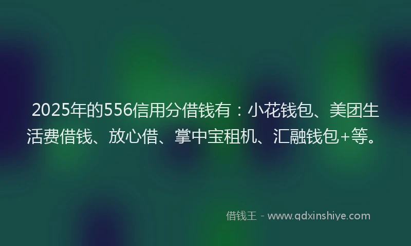 2025年的556信用分借钱有：小花钱包、美团生活费借钱、放心借、掌中宝租机、汇融钱包+等。