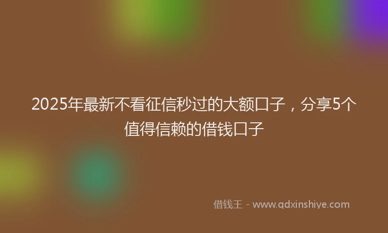 2025年最新不看征信秒过的大额口子，分享5个值得信赖的借钱口子
