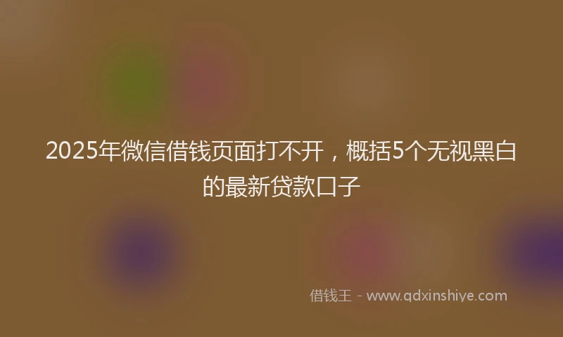 2025年微信借钱页面打不开，概括5个无视黑白的最新贷款口子
