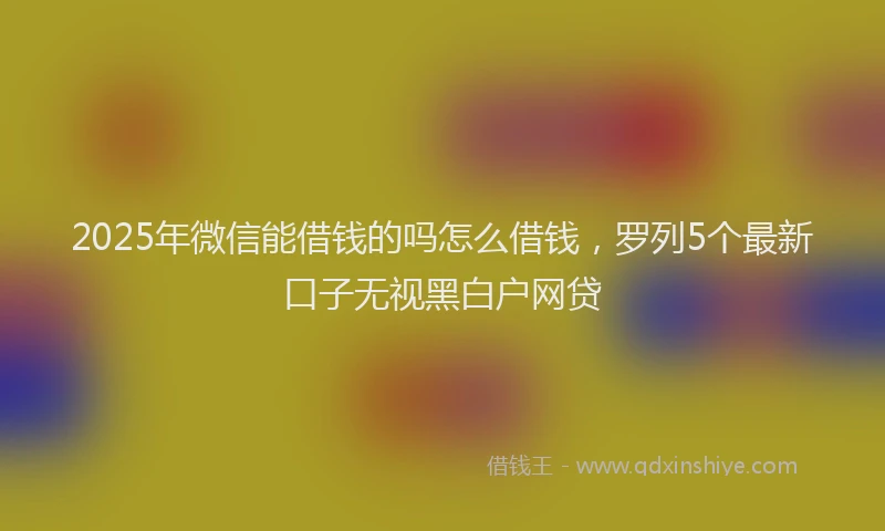 2025年微信能借钱的吗怎么借钱，罗列5个最新口子无视黑白户网贷