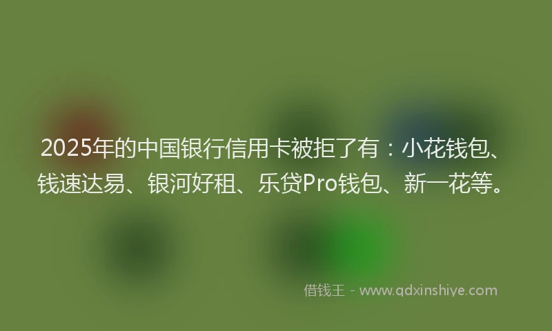 2025年的中国银行信用卡被拒了有：小花钱包、钱速达易、银河好租、乐贷Pro钱包、新一花等。