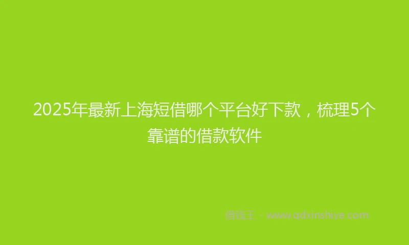 2025年最新上海短借哪个平台好下款，梳理5个靠谱的借款软件