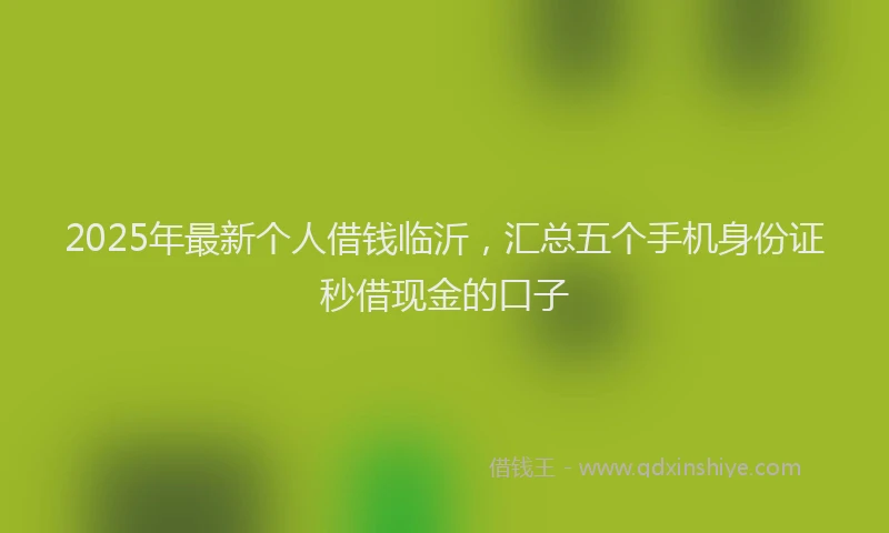 2025年最新个人借钱临沂，汇总五个手机身份证秒借现金的口子