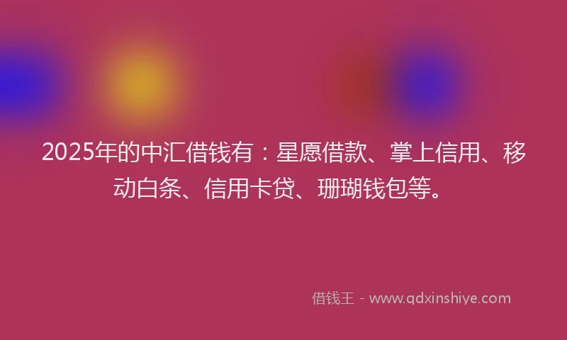2025年的中汇借钱有：星愿借款、掌上信用、移动白条、信用卡贷、珊瑚钱包等。