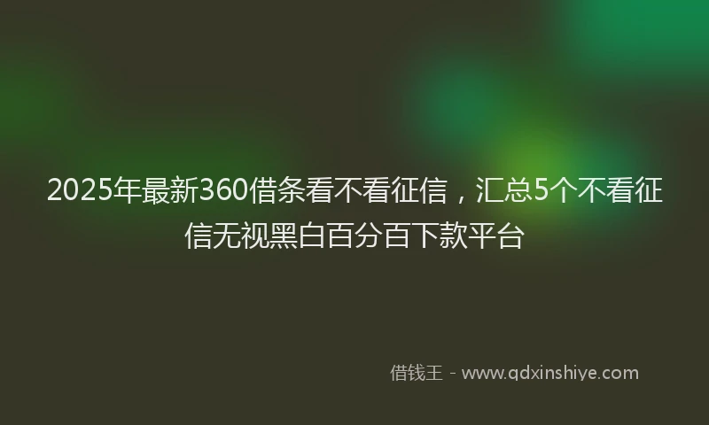 2025年最新360借条看不看征信，汇总5个不看征信无视黑白百分百下款平台